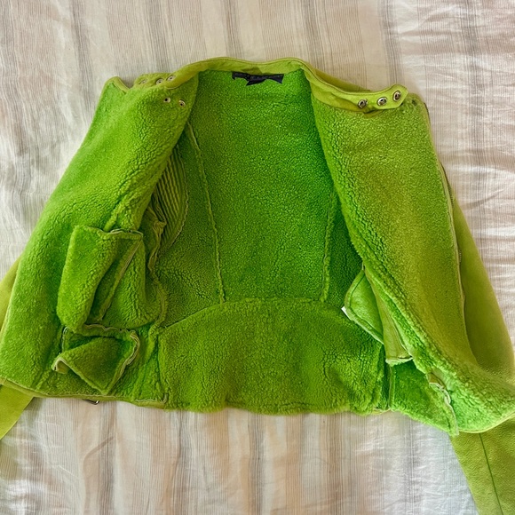 Ralph Lauren Purple Label lime Green Shearling Jacket. Size 4. - Picture 4 of 16